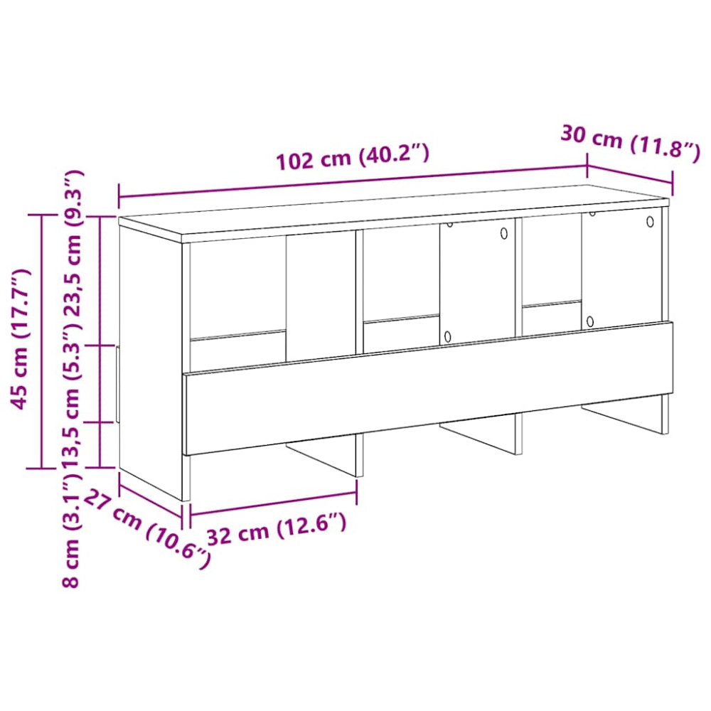 Produktbild för Tidningshylla Vit 102 x 30 x 45 cm