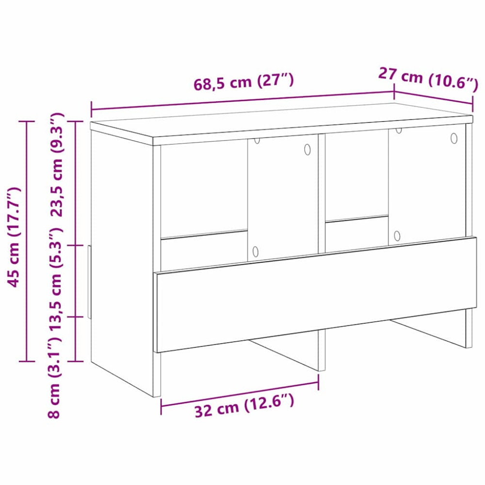 Produktbild för Tidningshylla Svart Ek 68,5 x 30 x 45 cm