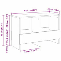Produktbild för Tidningshylla Svart Ek 68,5 x 30 x 45 cm