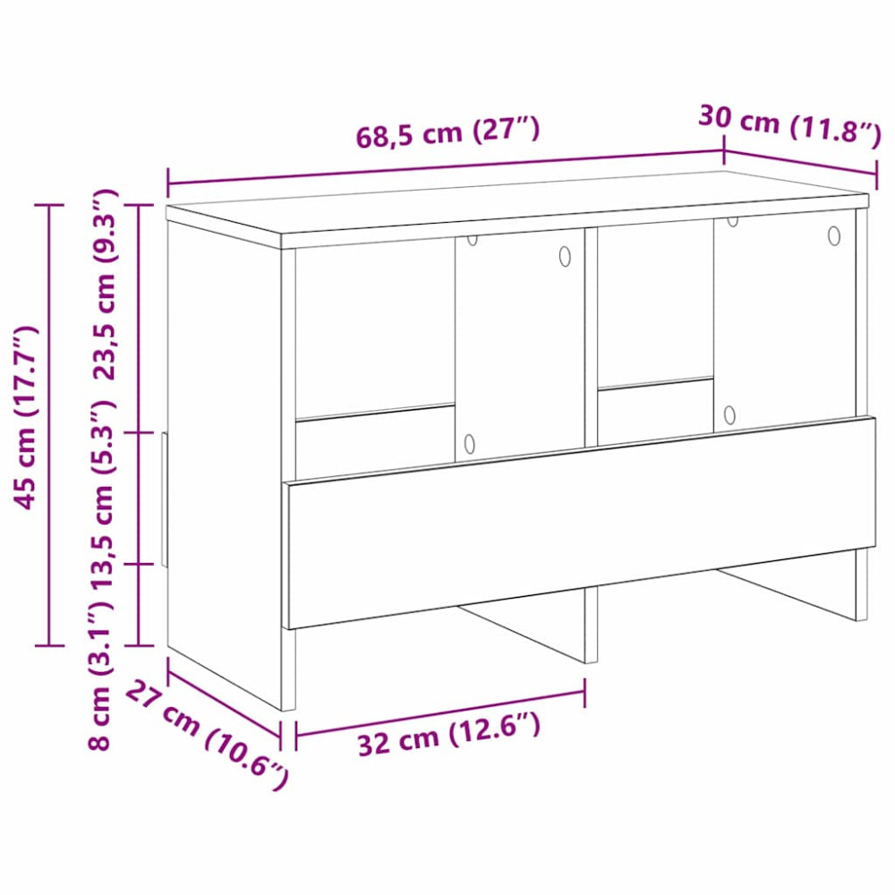 Produktbild för Tidningshylla Betonggrå 68,5 x 30 x 45 cm