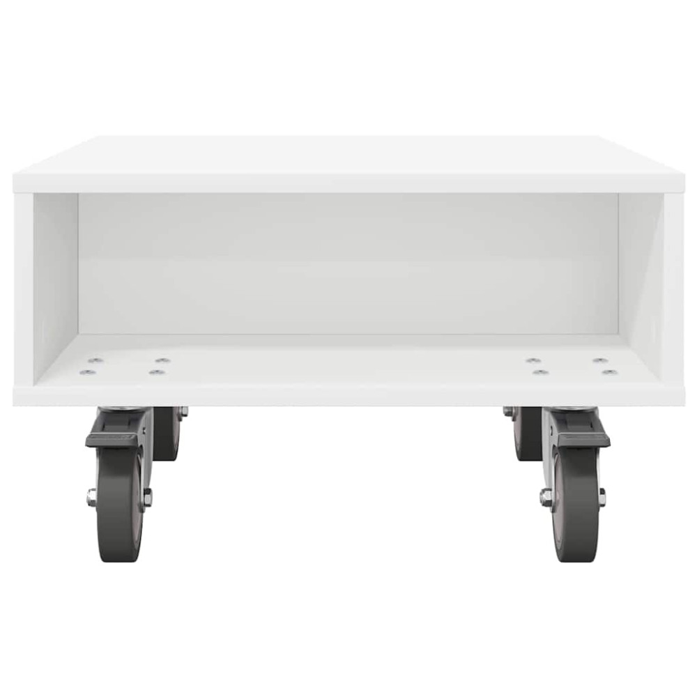 Produktbild för Sido bord med hjul Vit 50,5 x 50 x 30 cm Konstruerat trä