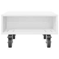 Produktbild för Sido bord med hjul Vit 50,5 x 50 x 30 cm Konstruerat trä