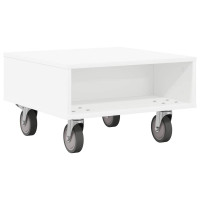 Produktbild för Sido bord med hjul Vit 50,5 x 50 x 30 cm Konstruerat trä