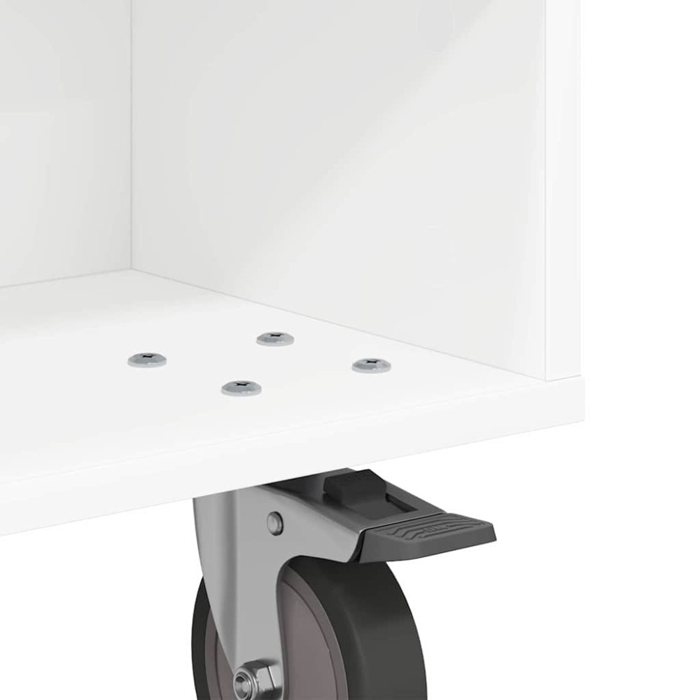 Produktbild för Sido bord med hjul Vit 50,5 x 50 x 30 cm Konstruerat trä