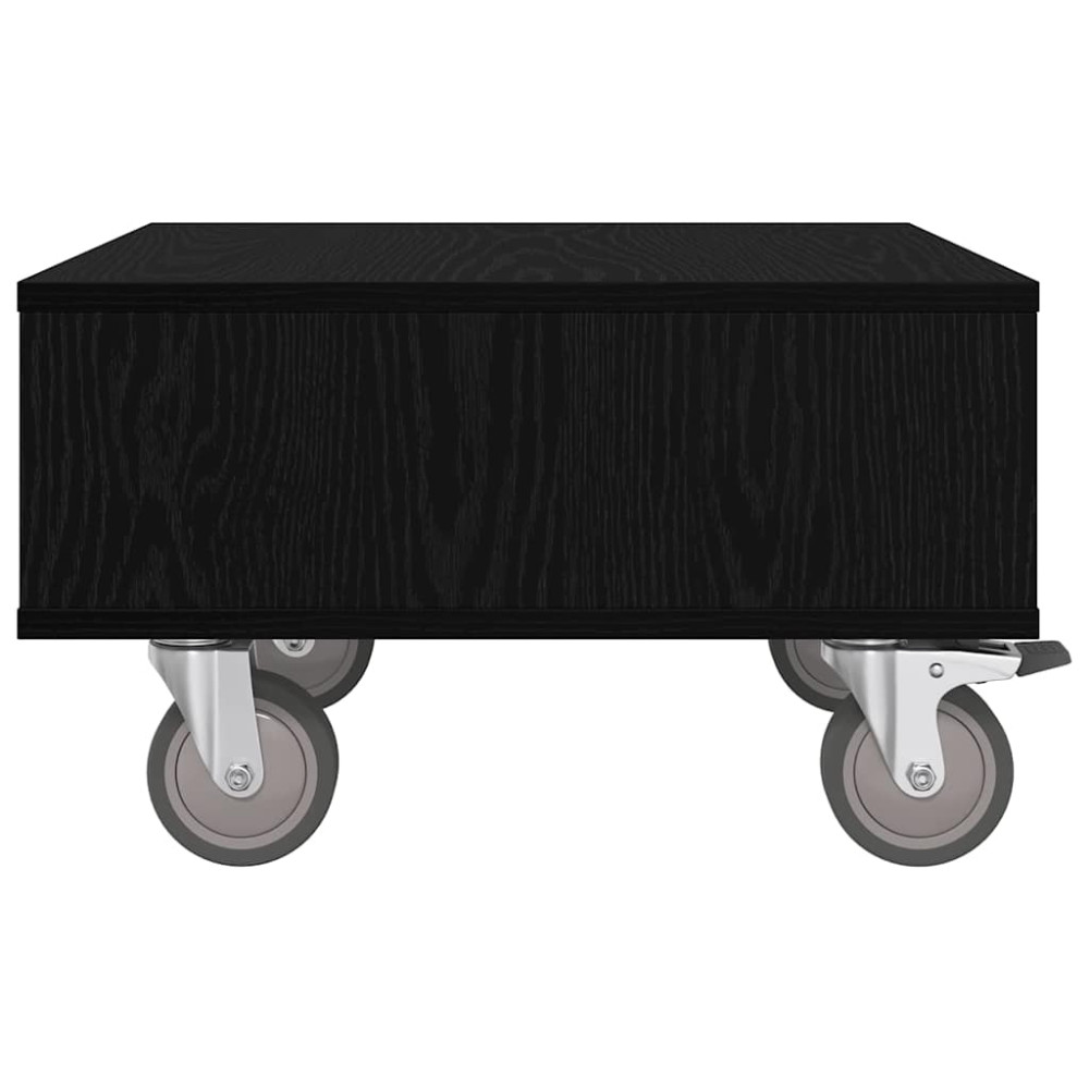 Produktbild för Sido bord med hjul Svart Ek 50,5 x 50 x 30 cm Konstruerat trä