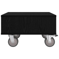 Produktbild för Sido bord med hjul Svart Ek 50,5 x 50 x 30 cm Konstruerat trä