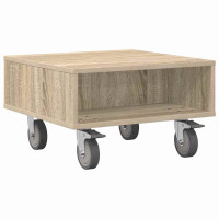 Produktbild för Sido bord med hjul Sonoma-ek 50,5 x 50 x 30 cm Konstruerat trä