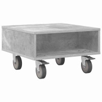 Produktbild för Sido bord med hjul Betonggrå 50,5 x 50 x 30 cm Konstruerat trä