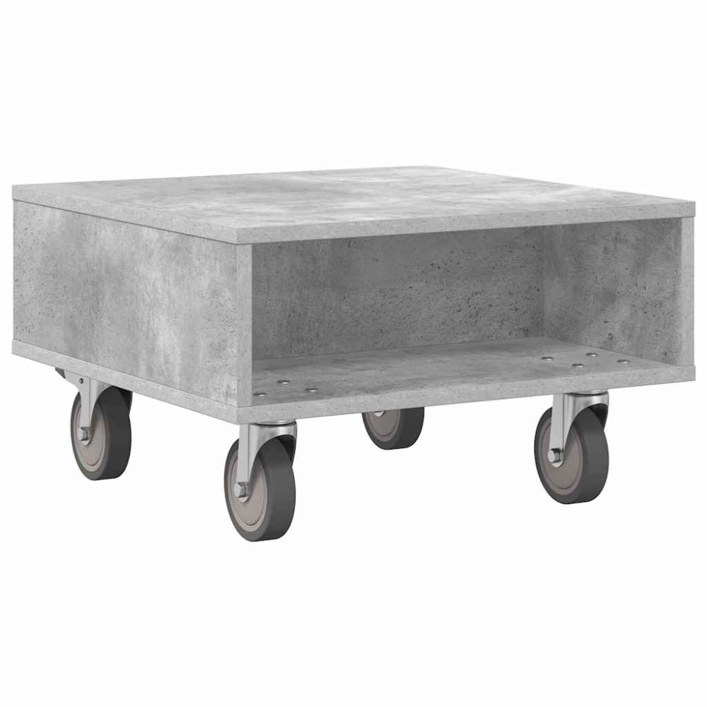 Produktbild för Sido bord med hjul Betonggrå 50,5 x 50 x 30 cm Konstruerat trä