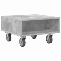 Produktbild för Sido bord med hjul Betonggrå 50,5 x 50 x 30 cm Konstruerat trä