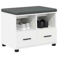 Produktbild för Hallbänk med kudde Vit 60 x 38 x 46 cm Konstruerat Trä och Tyg