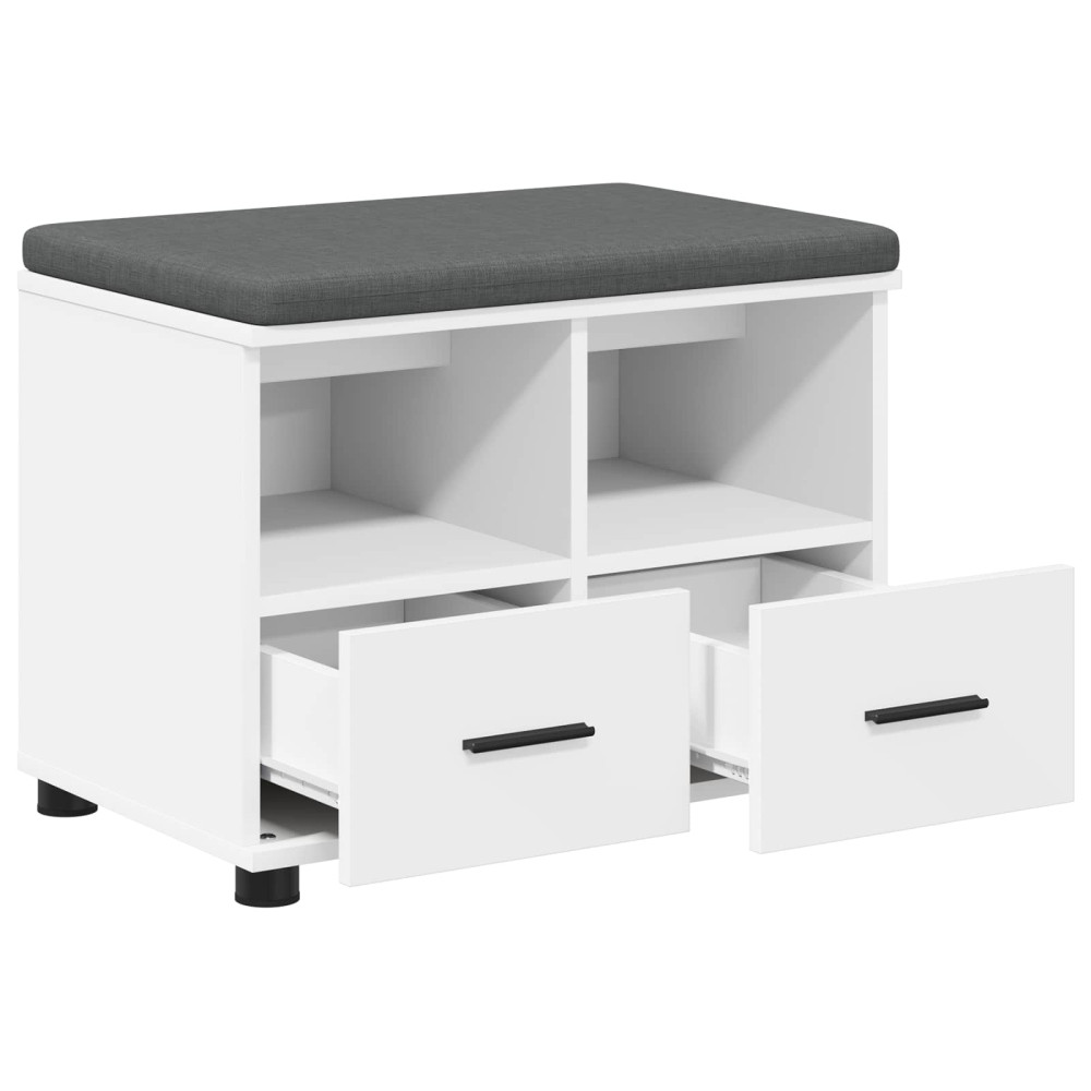 Produktbild för Hallbänk med kudde Vit 60 x 38 x 46 cm Konstruerat Trä och Tyg