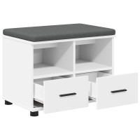 Produktbild för Hallbänk med kudde Vit 60 x 38 x 46 cm Konstruerat Trä och Tyg