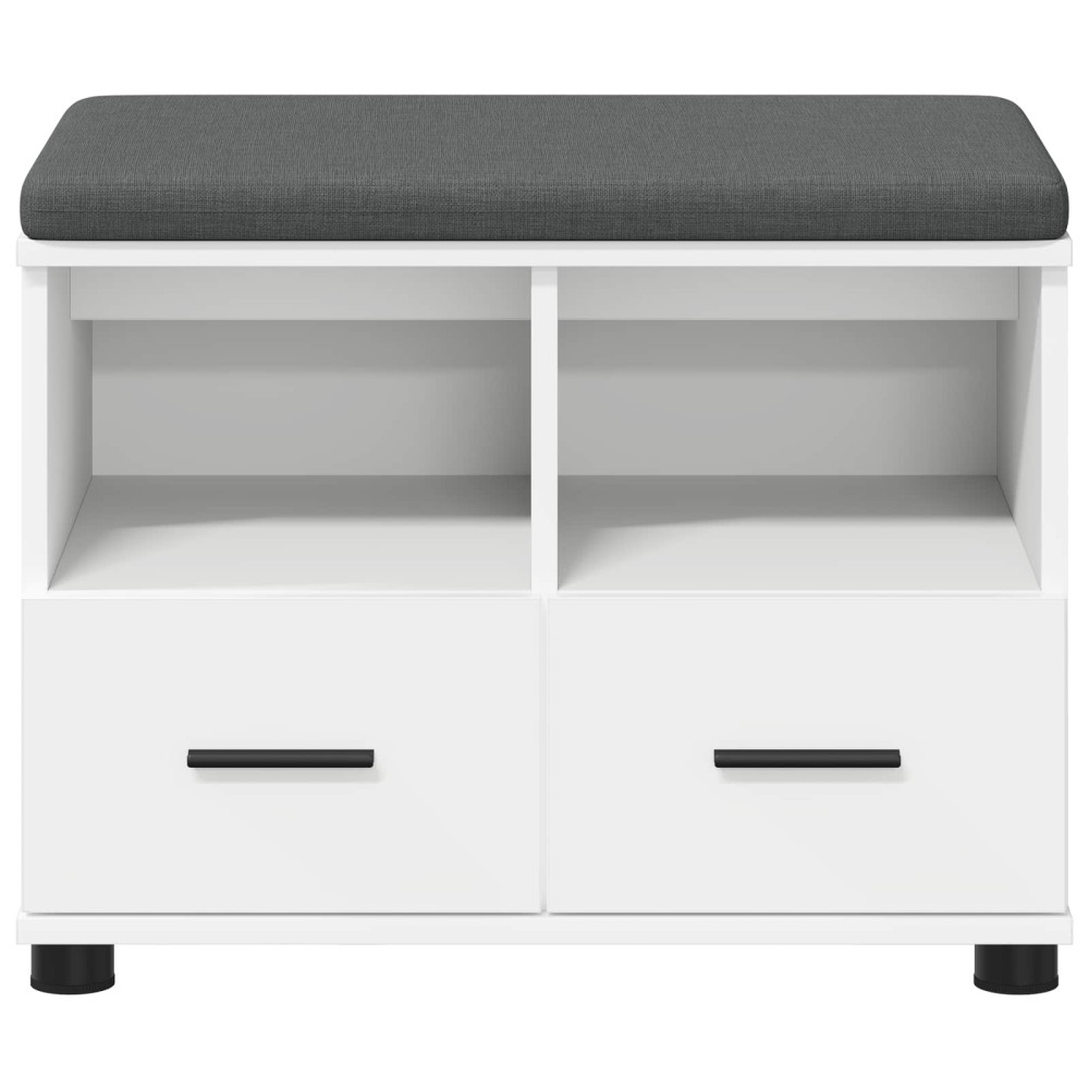 Produktbild för Hallbänk med kudde Vit 60 x 38 x 46 cm Konstruerat Trä och Tyg