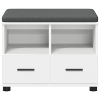 Produktbild för Hallbänk med kudde Vit 60 x 38 x 46 cm Konstruerat Trä och Tyg