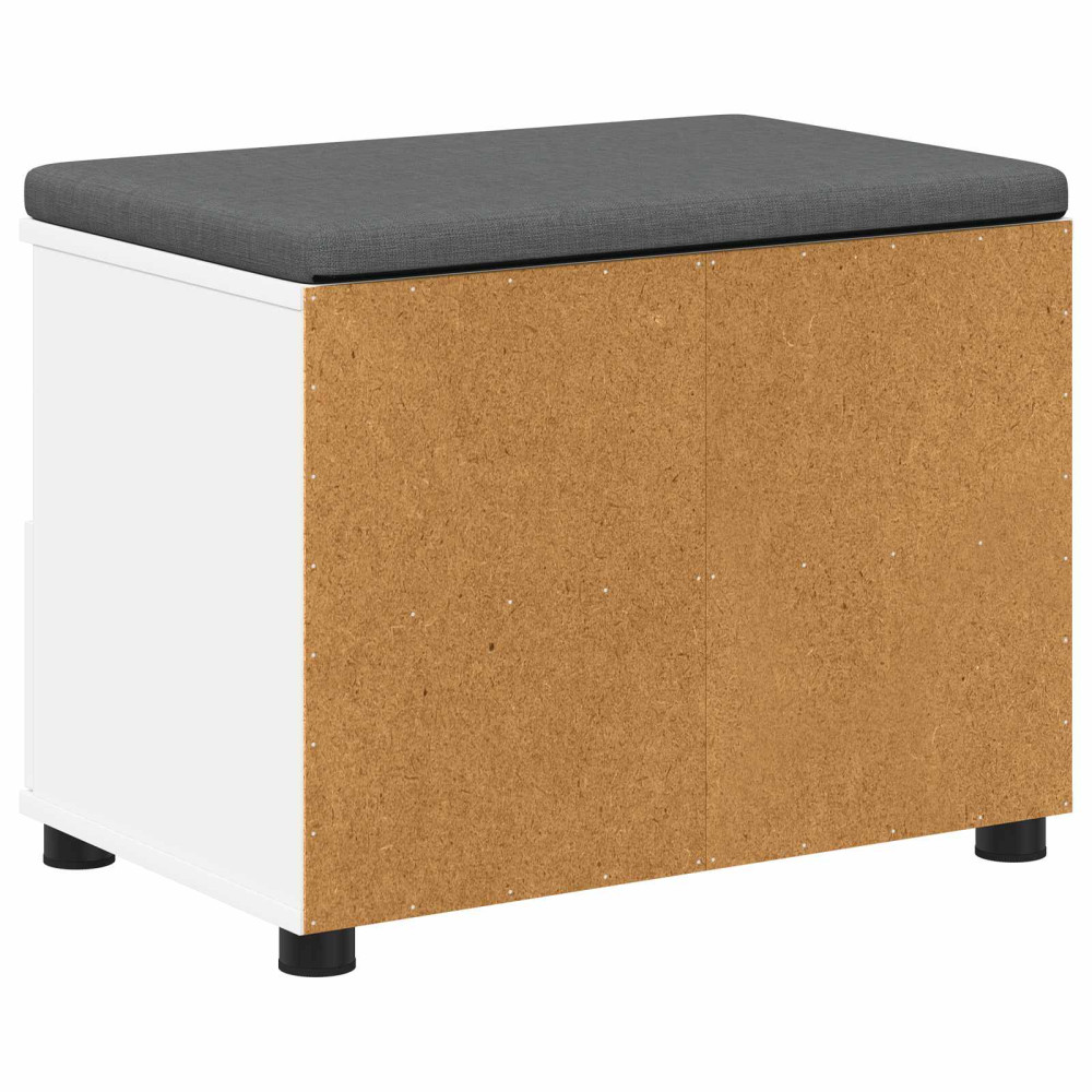 Produktbild för Hallbänk med kudde Vit 60 x 38 x 46 cm Konstruerat Trä och Tyg