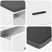 Produktbild för Hallbänk med kudde Vit 60 x 38 x 46 cm Konstruerat Trä och Tyg
