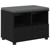 Produktbild för Hallbänk Svart Ek 60 x 38 x 46 cm Konstruerat Trä och Tyg