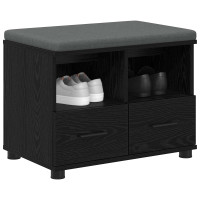Produktbild för Hallbänk Svart Ek 60 x 38 x 46 cm Konstruerat Trä och Tyg