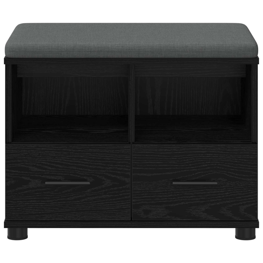 Produktbild för Hallbänk Svart Ek 60 x 38 x 46 cm Konstruerat Trä och Tyg