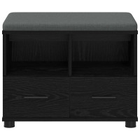 Produktbild för Hallbänk Svart Ek 60 x 38 x 46 cm Konstruerat Trä och Tyg