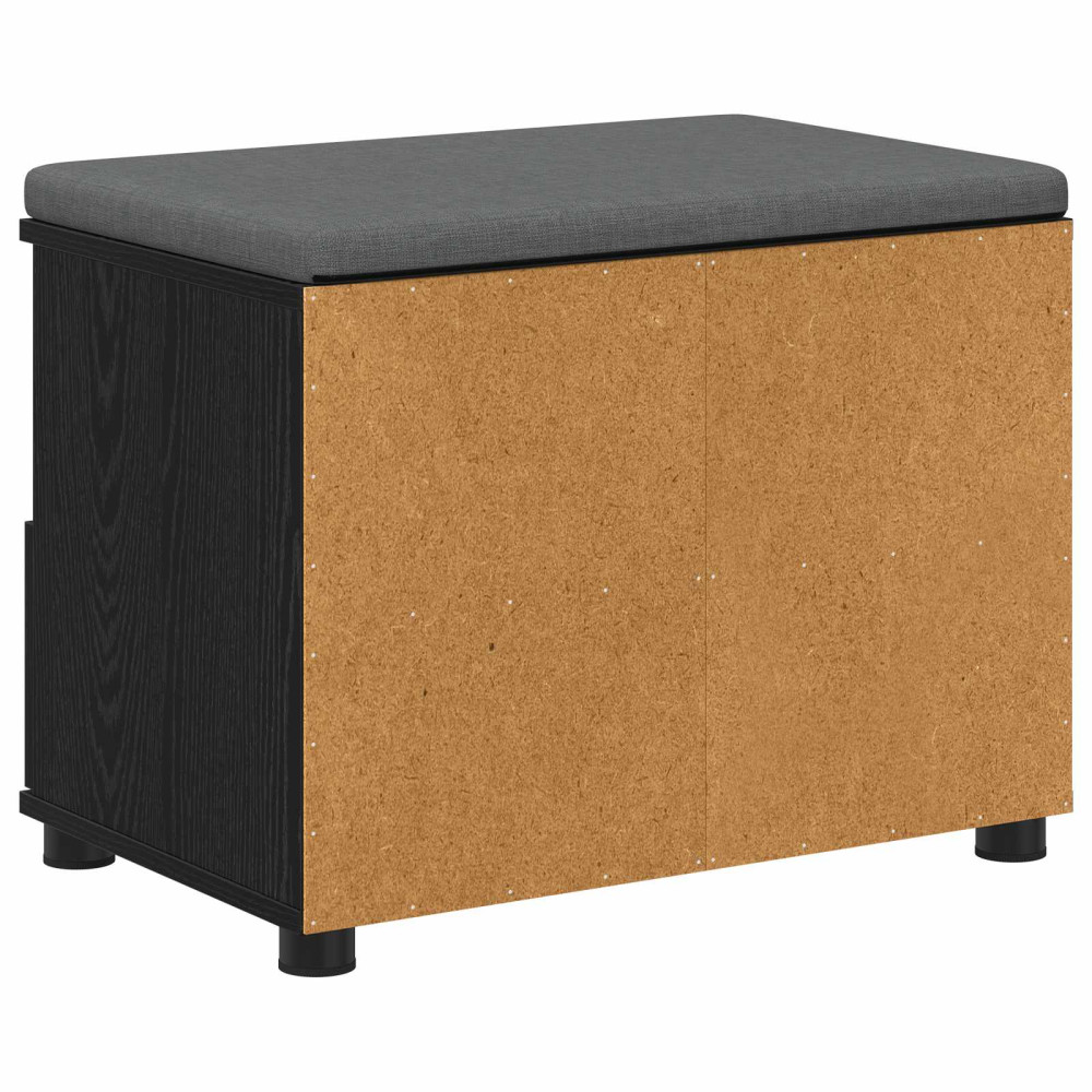 Produktbild för Hallbänk Svart Ek 60 x 38 x 46 cm Konstruerat Trä och Tyg