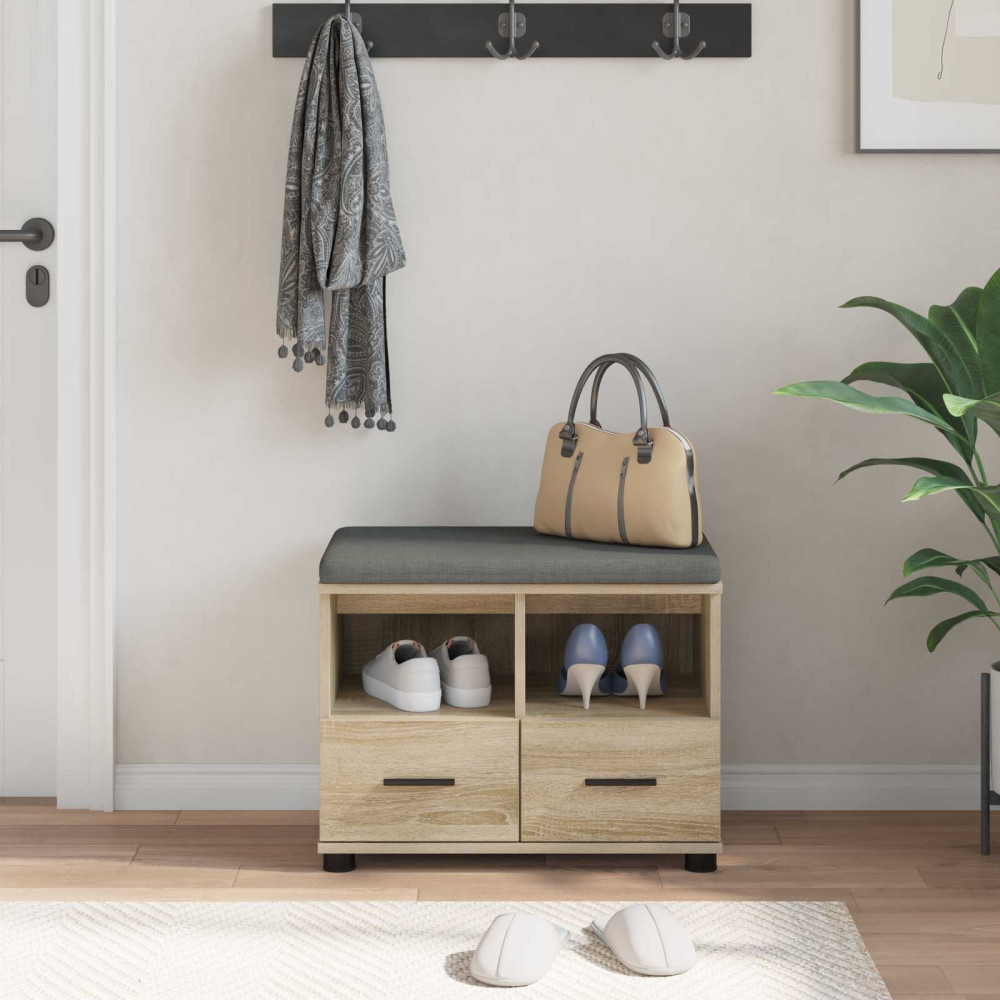 Produktbild för Hallbänk Sonoma-ek 60 x 38 x 46 cm Konstruerat Trä och Tyg