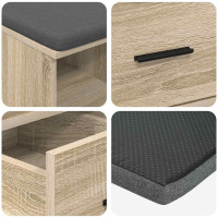 Produktbild för Hallbänk Sonoma-ek 60 x 38 x 46 cm Konstruerat Trä och Tyg