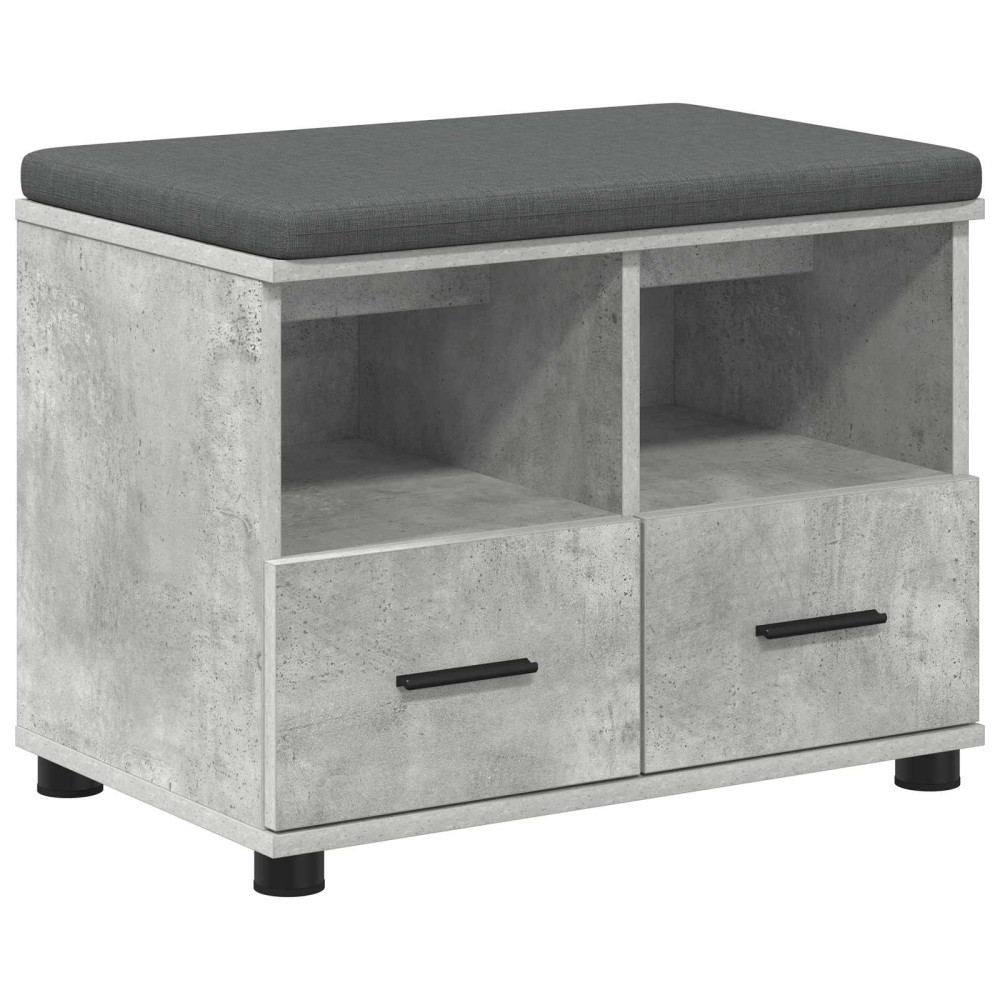 Produktbild för Hallbänk BetongGrå 60 x 38 x 46 cm Konstruerat Trä och Tyg