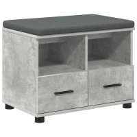 Produktbild för Hallbänk BetongGrå 60 x 38 x 46 cm Konstruerat Trä och Tyg