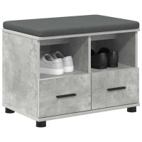 Produktbild för Hallbänk BetongGrå 60 x 38 x 46 cm Konstruerat Trä och Tyg