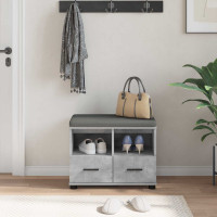 Produktbild för Hallbänk BetongGrå 60 x 38 x 46 cm Konstruerat Trä och Tyg