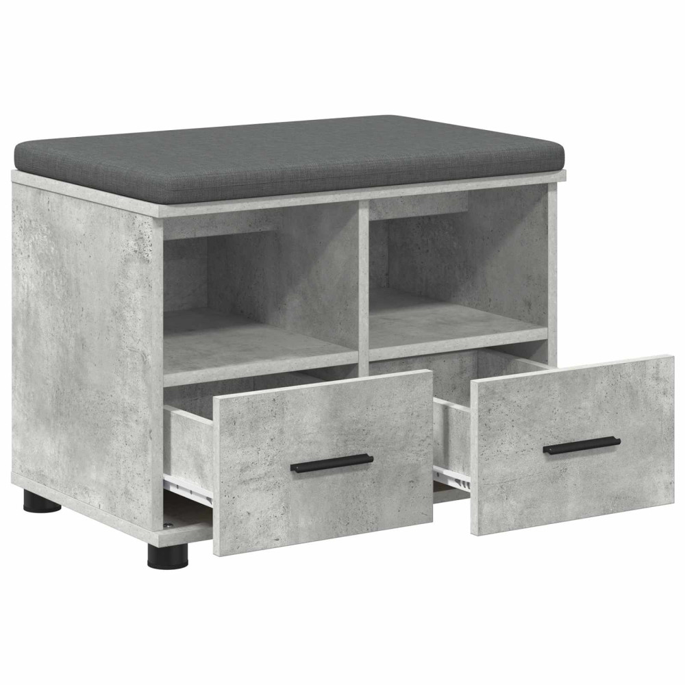 Produktbild för Hallbänk BetongGrå 60 x 38 x 46 cm Konstruerat Trä och Tyg