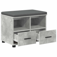 Produktbild för Hallbänk BetongGrå 60 x 38 x 46 cm Konstruerat Trä och Tyg