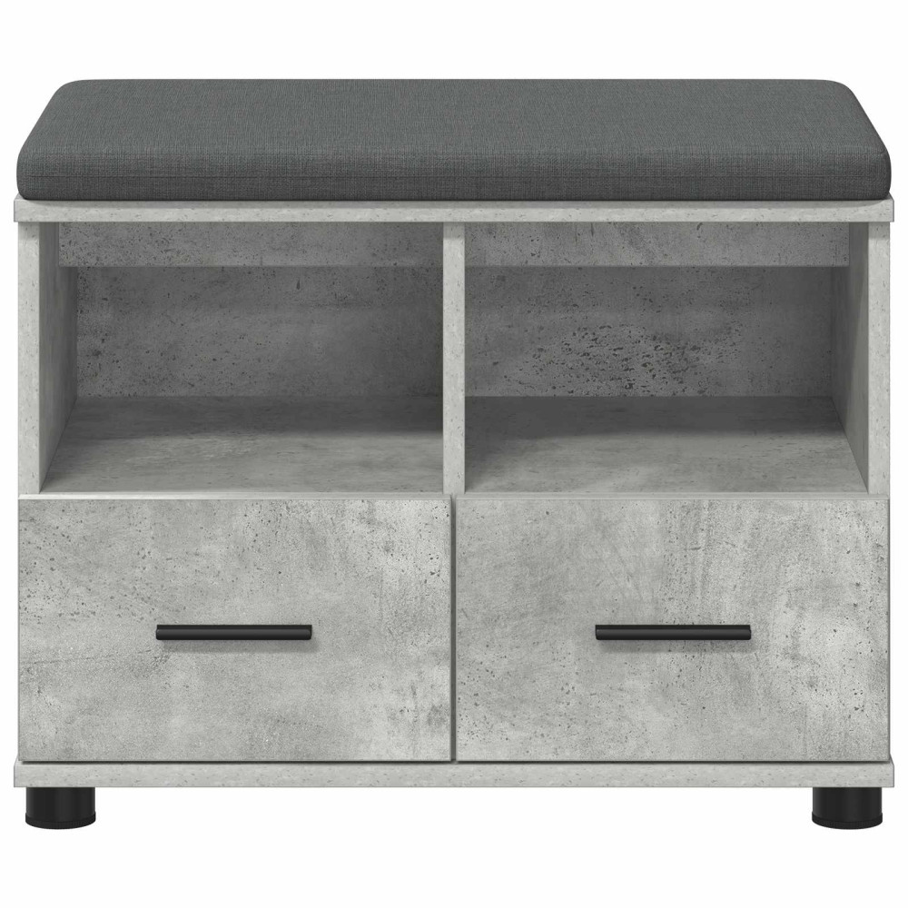 Produktbild för Hallbänk BetongGrå 60 x 38 x 46 cm Konstruerat Trä och Tyg
