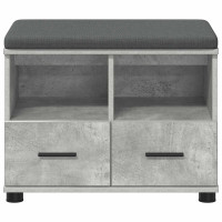 Produktbild för Hallbänk BetongGrå 60 x 38 x 46 cm Konstruerat Trä och Tyg