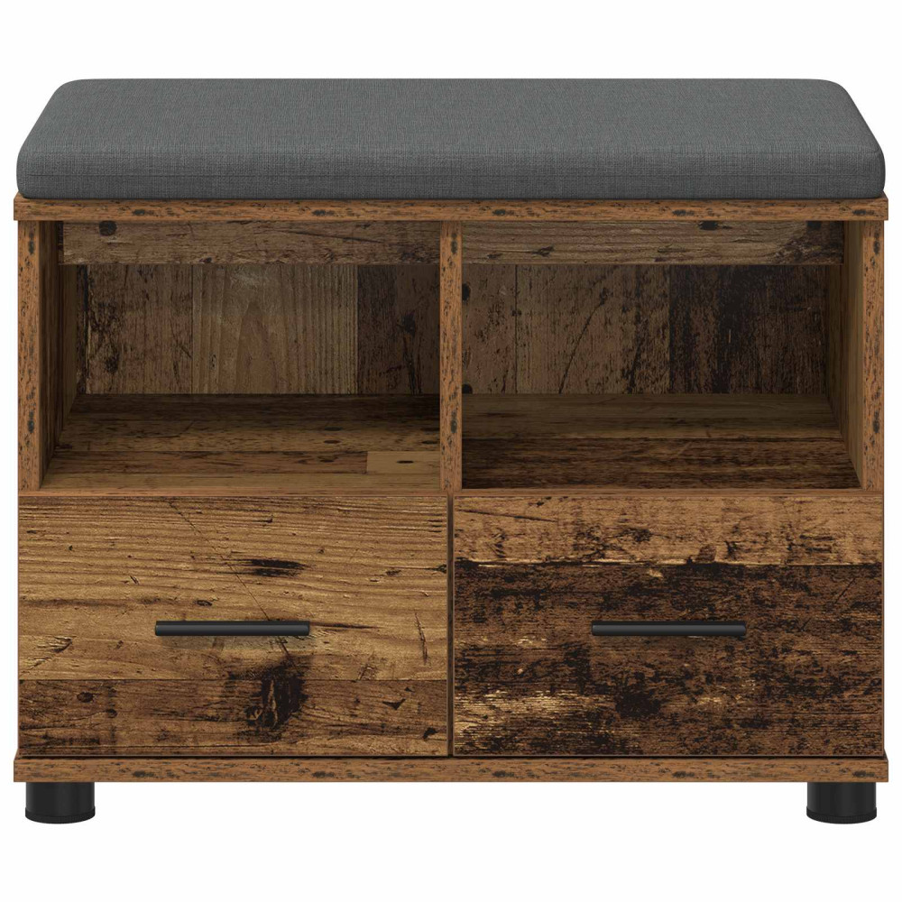 Produktbild för Hallbänk Gammalt trä 60 x 38 x 46 cm Konstruerat Trä och Tyg