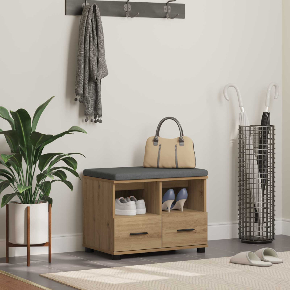 Produktbild för Hallbänk Artisan Ek 60 x 38 x 46 cm Konstruerat Trä och Tyg