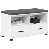 Produktbild för Hallbänk med kudde Vit 80 x 38 x 46 cm Konstruerat Trä och Tyg