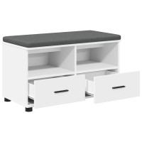 Produktbild för Hallbänk med kudde Vit 80 x 38 x 46 cm Konstruerat Trä och Tyg