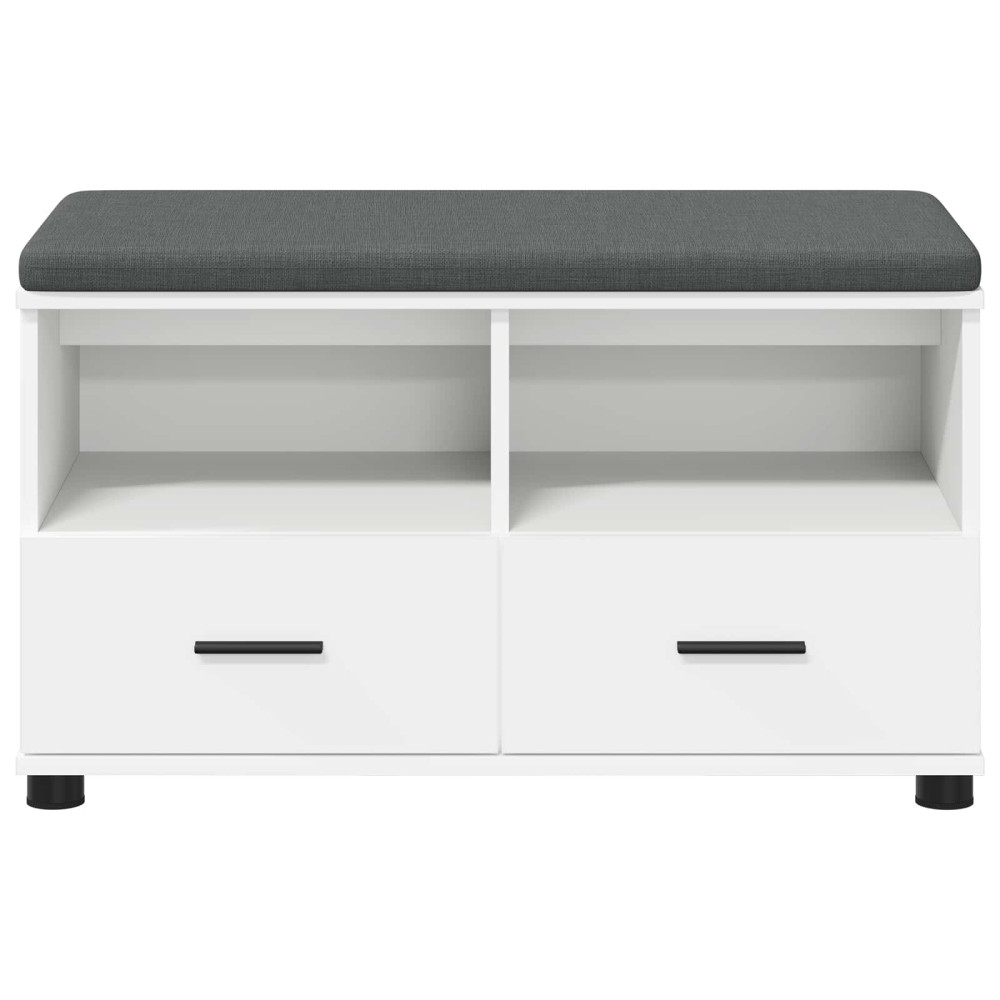 Produktbild för Hallbänk med kudde Vit 80 x 38 x 46 cm Konstruerat Trä och Tyg