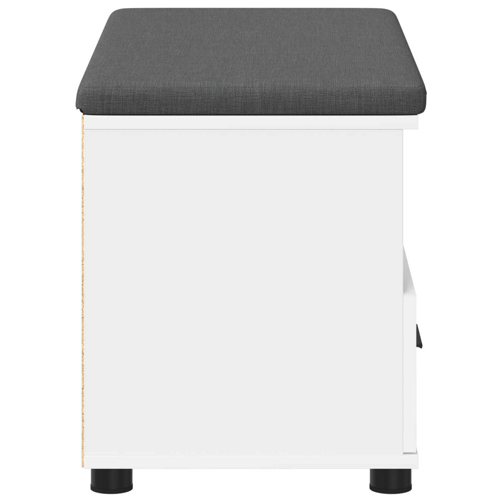 Produktbild för Hallbänk med kudde Vit 80 x 38 x 46 cm Konstruerat Trä och Tyg