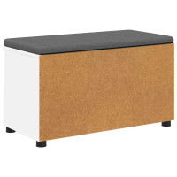 Produktbild för Hallbänk med kudde Vit 80 x 38 x 46 cm Konstruerat Trä och Tyg