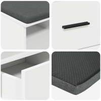 Produktbild för Hallbänk med kudde Vit 80 x 38 x 46 cm Konstruerat Trä och Tyg