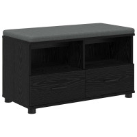 Produktbild för Hallbänk Svart Ek 80 x 38 x 46 cm Konstruerat Trä och Tyg