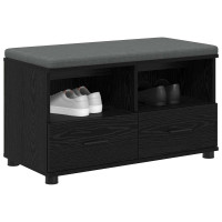 Produktbild för Hallbänk Svart Ek 80 x 38 x 46 cm Konstruerat Trä och Tyg