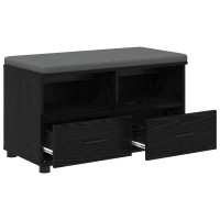 Produktbild för Hallbänk Svart Ek 80 x 38 x 46 cm Konstruerat Trä och Tyg