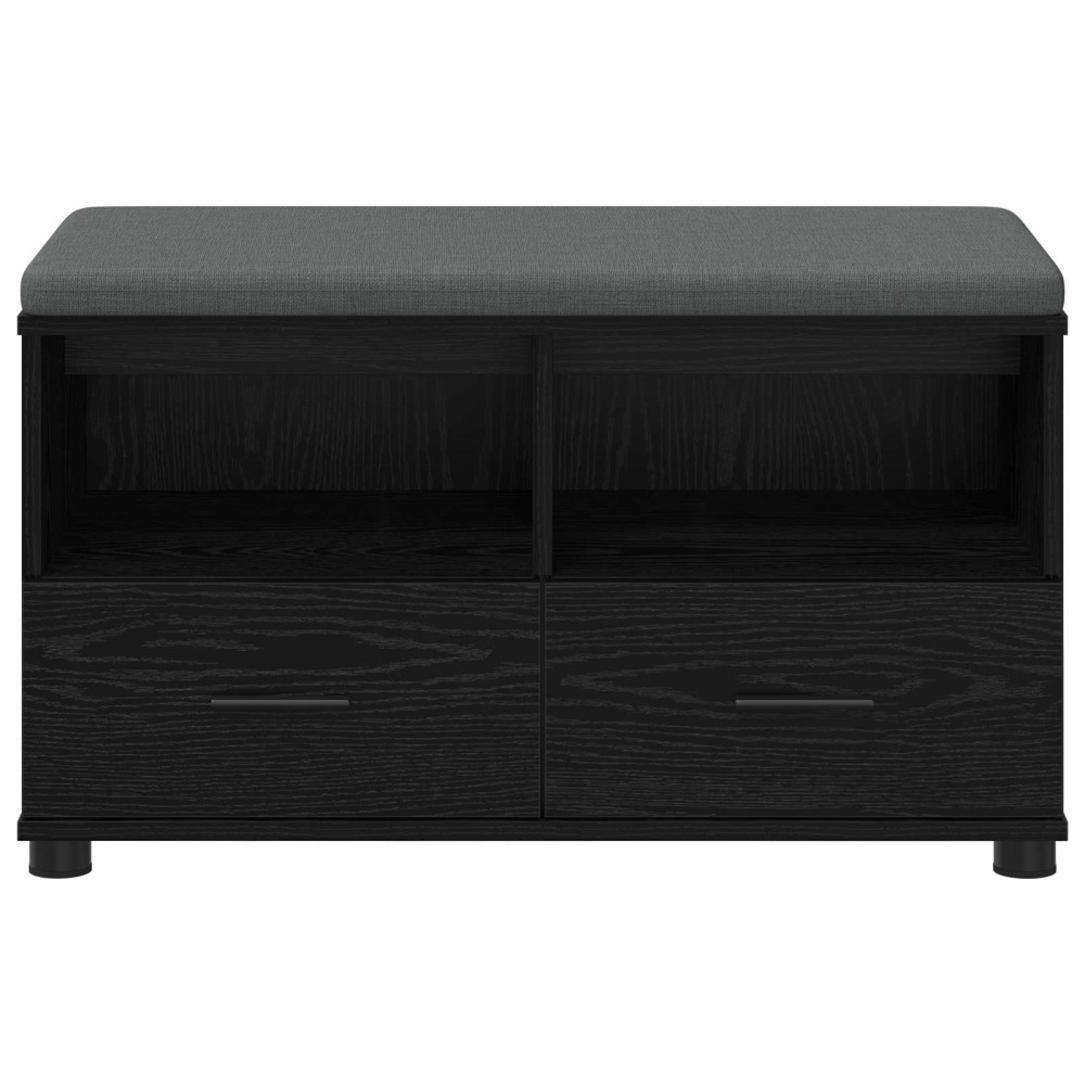 Produktbild för Hallbänk Svart Ek 80 x 38 x 46 cm Konstruerat Trä och Tyg