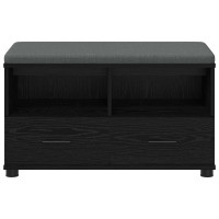 Produktbild för Hallbänk Svart Ek 80 x 38 x 46 cm Konstruerat Trä och Tyg