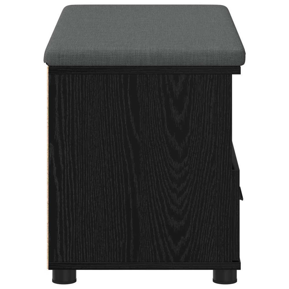 Produktbild för Hallbänk Svart Ek 80 x 38 x 46 cm Konstruerat Trä och Tyg